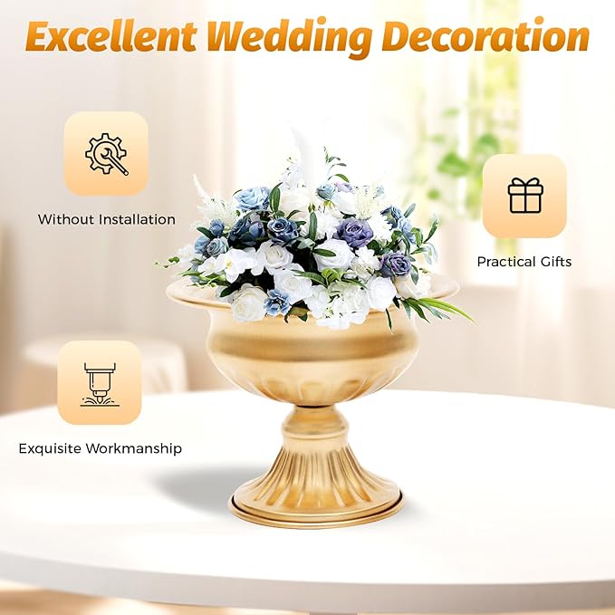 Gold Vases for Centerpieces & Table Centerpiece Decor, 10 Pcs Mini Metal Floral Vase Set with 4.72 Inch Height, Wedding Birthday Party Anniversary DecoRodentive Centerpiece Arrangements