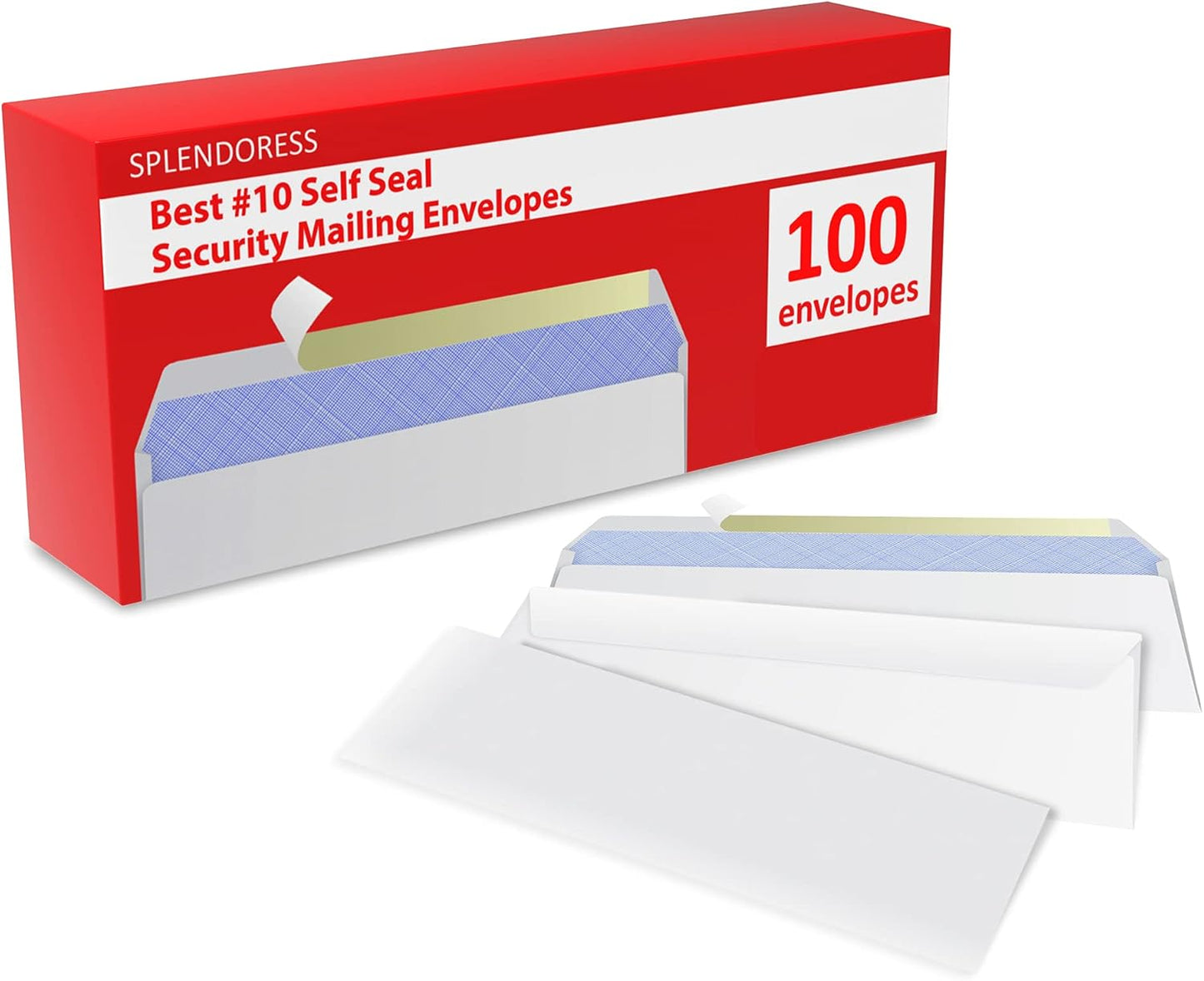 #10 Envelopes by [Brand Name] - Self-Seal Business Mailing Security | 100 Tinted White Windowless | 4-1/8 x 9-1/2 Inches