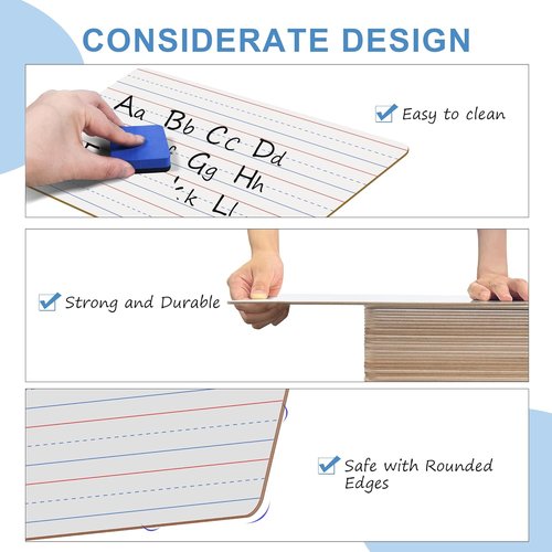 JUSTPAT 24-Pack Dry Erase Boards - 9"x12" Double-Sided Mini Whiteboards for Kids & Classroom Use