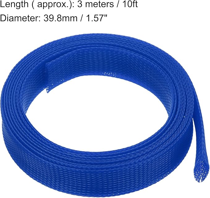 uxcell Expandable Sleeving,1 9/16-inch 10ft Cable Sleeve, Blue