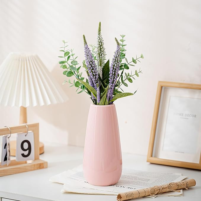 Pink Vase,Small Pink Flower Vase,Minimalist Decorative Ceramic Vases for Flowers,Perfect for Living Room,Shelf,Table,Bookshelf,Mantel and Entryway Decor
