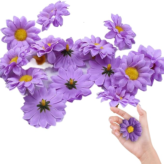 100Pcs Daisy Flowers Artificial, 1.57 Inch Simulation Mini Artificial Daisy Flowers, Realistic Silk Cloth Sunflower Heads for Home Wedding Decor