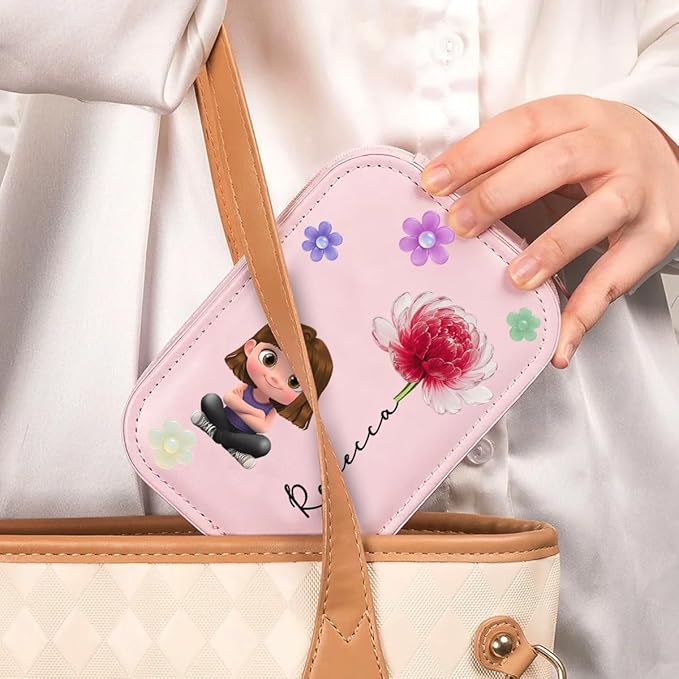 Wrappiness Girls & Women Lovely Makeup Box With LED Mirror - Personalized Jewelry Box Organizer Portable Ideal for Travel, Gift for Daughters Sisters Friends (Lovely Girl, Toddler Girls)