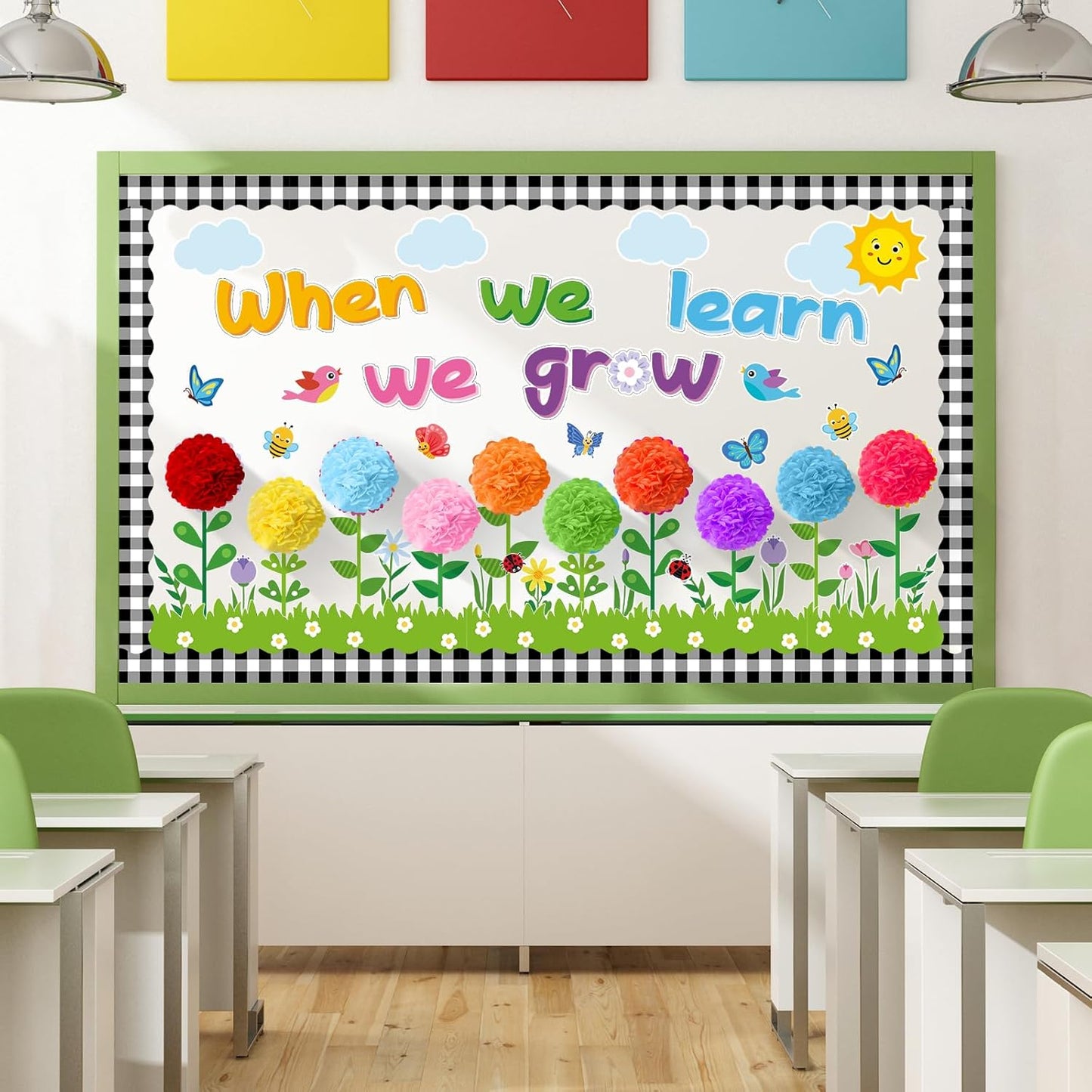 ZOIIWA Bulletin Board Set - Summer-Themed Flowers with 3D Paper Cutouts | Classroom Decor & Party Favor