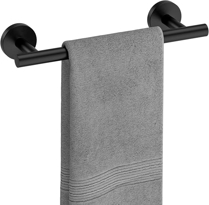 USHOWER Matte Black Hand Towel Bar, 9-Inch Towel Racks for Bathroom Wall-Mounted, SUS304 Stainless Steel Towel Rod (Total Length 11-Inch)