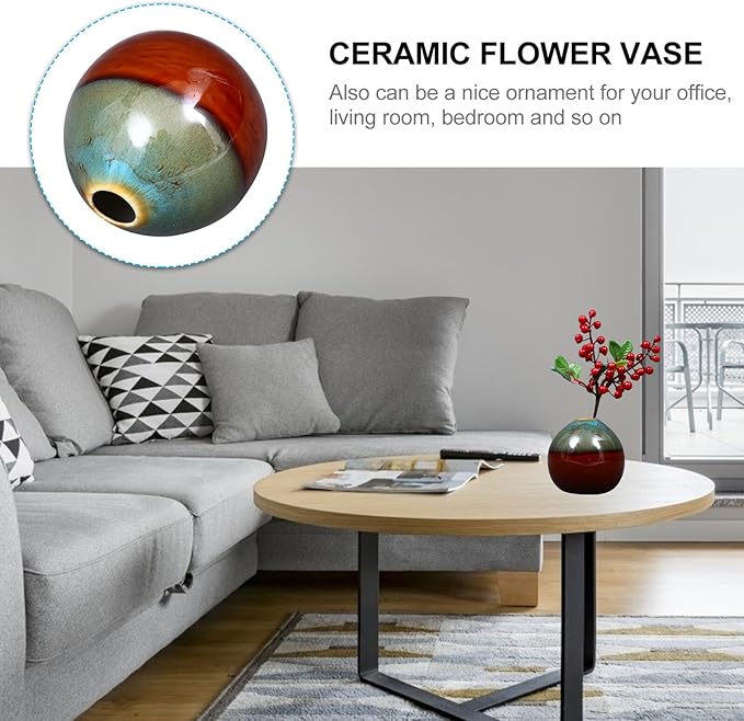 Zerodeko Minimalist Glazed Ceramics Vase Elegant Porcelain Flower Container for Hydroponic Plants and Dry Flowers Home Office Decor