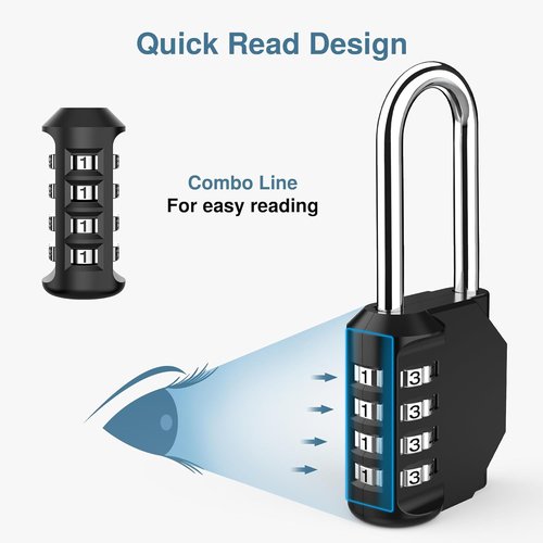 Puroma 4-Digit Waterproof Combination Padlock - 2 Pack of 2.6 Inch Long Shackles | Ideal for Lockers, Gates, and Toolboxes (Black)