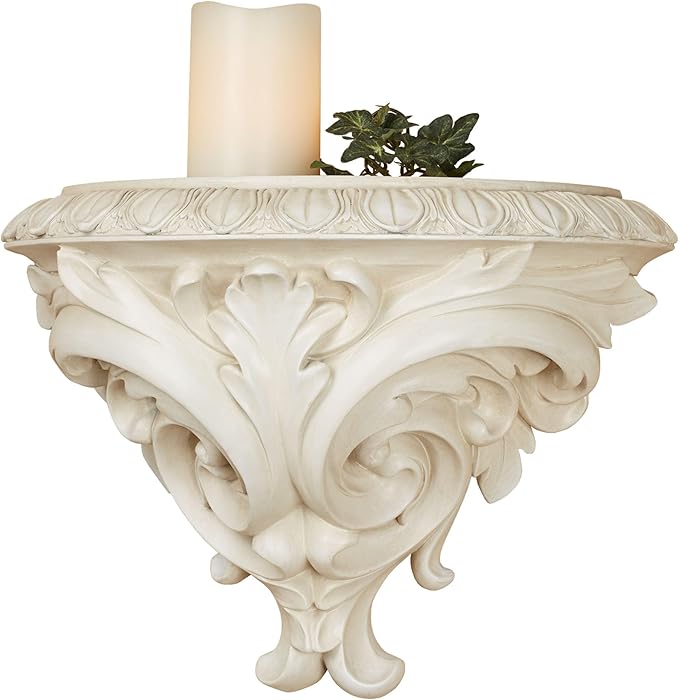 Touch of Class Clareville Antique White Acanthus Leaf Wall Shelf | Victorian Style Decor