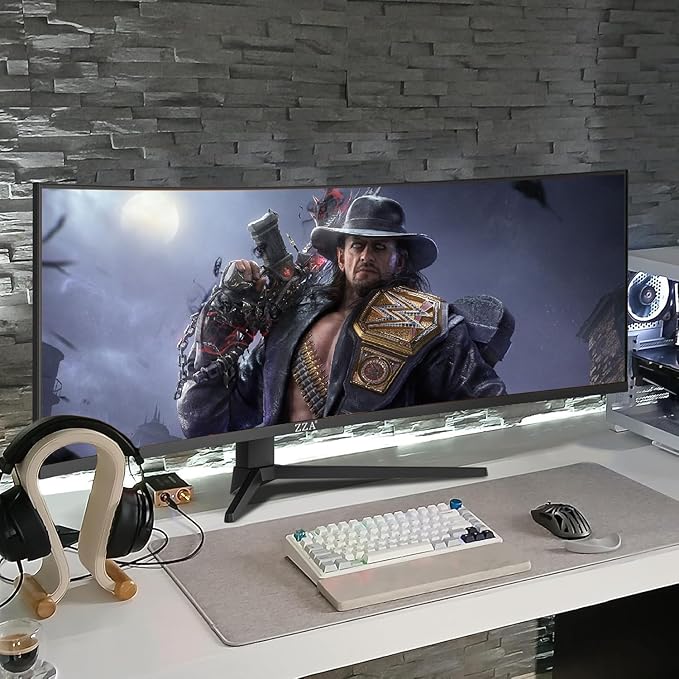 ZZA 49-Inch Ultra-Wide DQHD Curved Gaming Monitor | 5120x1440, 1500R, 165Hz, AMD FreeSync, 120% sRGB, Height Adjustable, HDMI 2.1/DP 1.4 Wall Mountable- Black