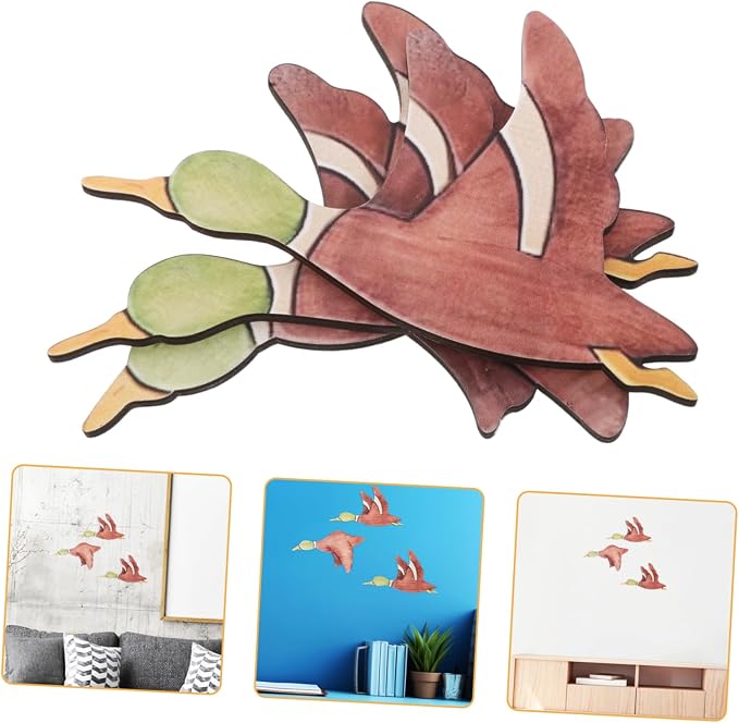 HYTROVE 3pcs Rustic Wood Flying Bird Wall Art Elegant Indoor for Living Room Easy to Install Home Decoration Vintage Style Wooden Bird Wall Sculpture