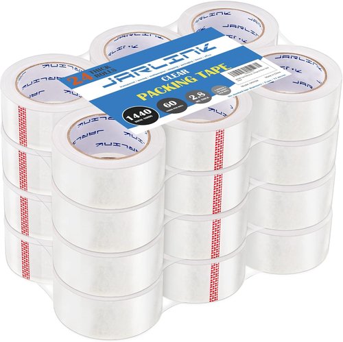 JARLINK Heavy Duty Clear Packing Tape - 24 Rolls, 2.8mil Thickness, 1.88" Wide, 60 Yards Each