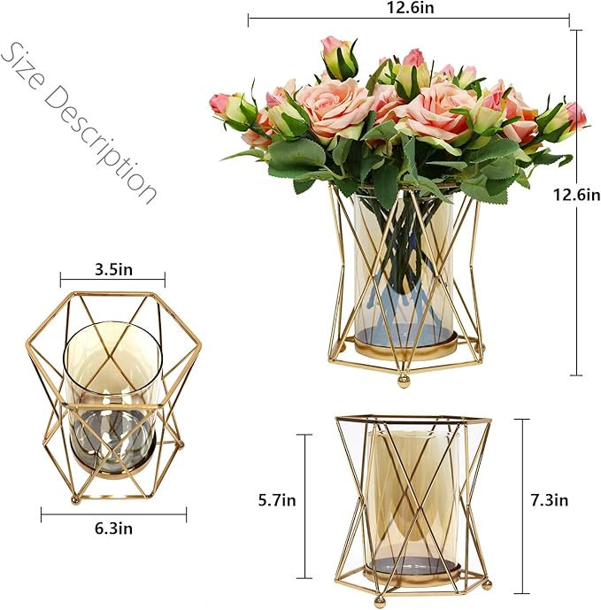 Faux Flowers with Vase, Silk Roses Bouquet Artificial Flowers in Vase, Fake Flowers Floral Arrangement for Home Decor Indoor, Table Centerpieces Flowers Decoration for Farmhouse (Pink)