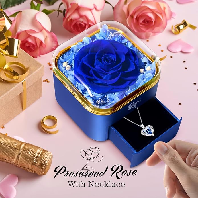 Mothers Day Mom Gifts,Eternal Rose Flower with Necklace Gifts for Women,Mother, Grandma,Wife and Girlfriend, Birthday Gift,Wedding, Thanksgiving Gift