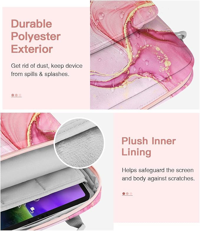 MoKo 9-11 Inch Tablet Sleeve Bag Handle Carrying Case with Shoulder Strap Fits 11inch iPadAir M3, iPad A16 2025, Pro 11", iPad 10/9/8/7th Gen, Tab S8/S9 11", Cloudy Pink