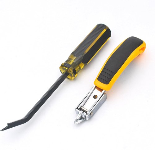 Regine Switzerland Heavy Duty Staple Remover - Double Pronged Upholstery Tool for Furniture & Carpet (Black Handle)