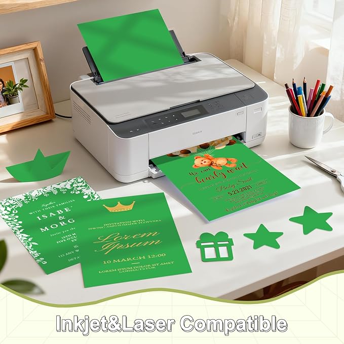 120 Sheets Cardstock 8.5x11, 65lb Dark Green Card Stock, Green Construction Paper, 180gsm Thick Printer Paper for Printing, Painting, Card Making, Kids School Supplies,Party Decorations
