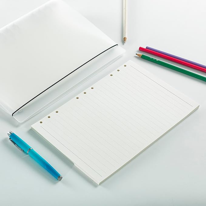 90 Sheets Lined Planner Refill Paper, 255x180mm, 9 Holes Inserts Paper B5 Loose Leaf Notebook Insert for Filofax Bullet Journals Diary
