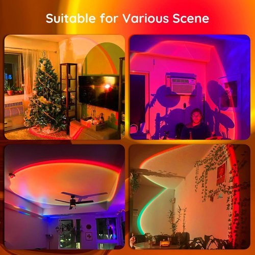 Neroupe Sunset Lamp Projector - APP Controlled Multicolor LED Lights | 360° Rotation for Mood Lighting