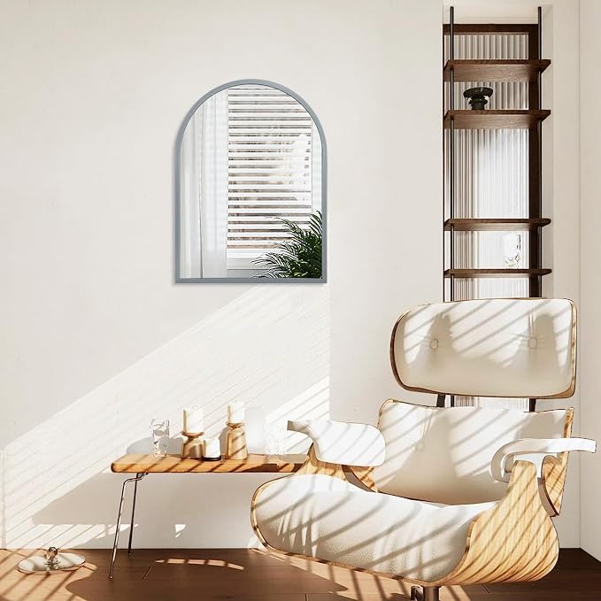 Arched Wall-Mounted Mirror Aluminum Alloy Frame Bathroom Wall Mirror for Vanity Living Room, Bedroom Entryway Room Home Decor 20"x16"