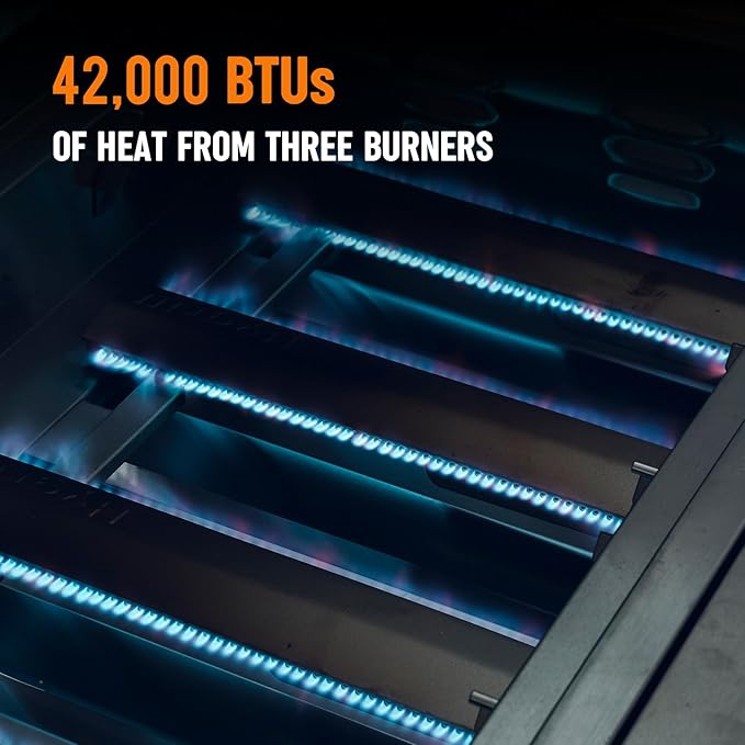 Hygrill Premium XTR 3-Burner Built In Grill, Stainless Steel Grill Head for Outdoor Kitchen and BBQ Grill Island, Heavy Duty Natural Gas Grill