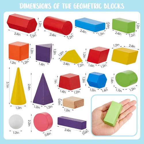Deekin 36 Pcs 3D Geometric Shapes - Engaging Math Manipulatives for Montessori Learning