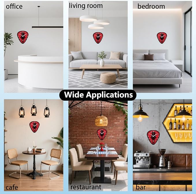 Guitar Clappers Wall Clock Irregular Shape Decorative Guitar Silhouette Wall Clock Non-Ticking Clock for Home Office Decoration, 15×12.99 inch