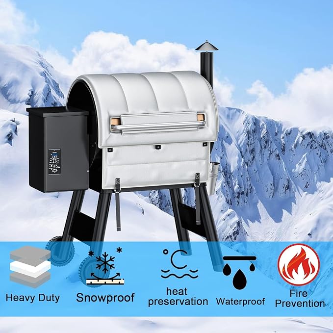 Utheer Grill Insulation Blanket for Traeger Pro 575 Pro 22/20 Series Traeger BAC344, BAC626 and Lil' Tex Elite Pellet Smoker Insulated Blanket Warmer for Winter Cooking Accessories