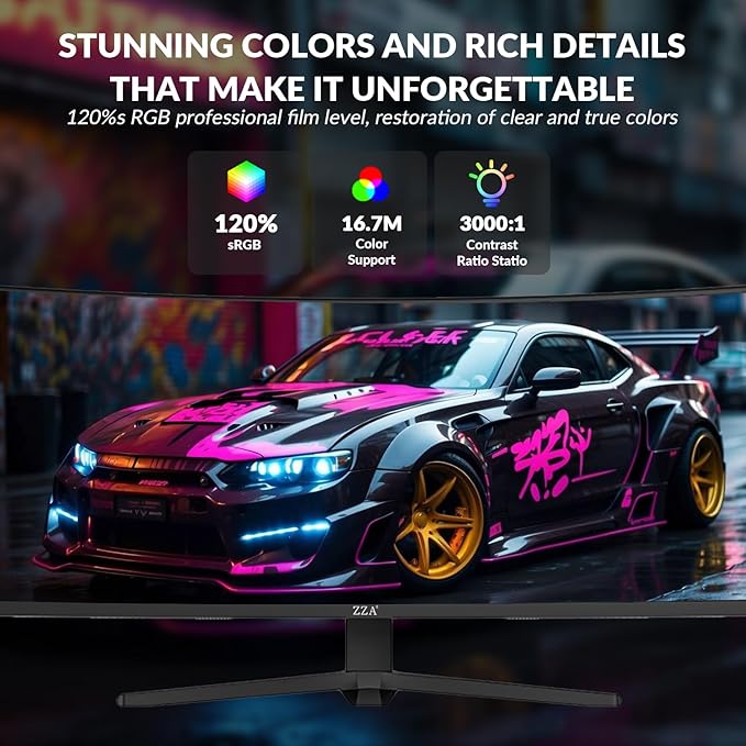 ZZA 49 Inch Curved Monitor, 32:9 Dual QHD 5120x1440 Ultrawide Curved Monitor, 120Hz with 1500R Curvature, 120% sRGB, Height Adjustable Stand, HDMI 2.1 & DisplayPort 1.4