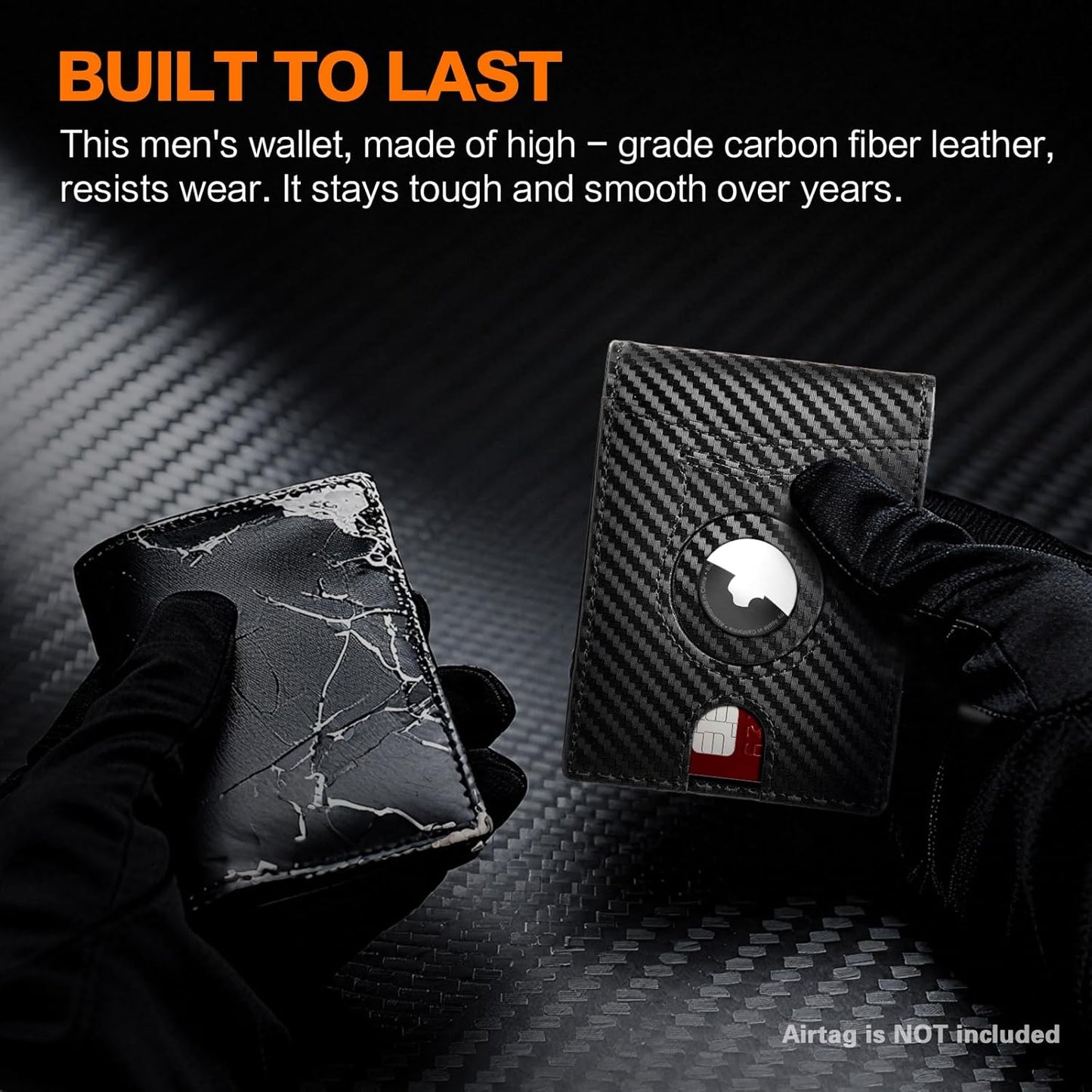 Skiennix Slim RFID Blocking Bifold Wallet - Carbon Fiber Minimalist Design | Compact Front Pocket Holder with 2 ID Windows & Cash Slot