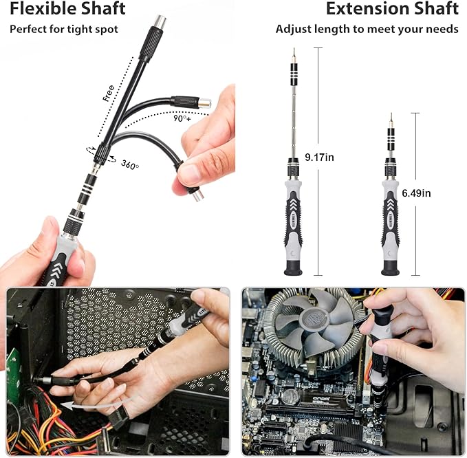 STREBITO Precision Screwdriver Set 142-Piece Computer Tool Kit Magnetic Screwdriver Set Laptop Screwdriver Kit Electronic Repair Kit Tech Toolkit for PC, Phone, Macbook, Nintendo, PS4, Xbox Controller