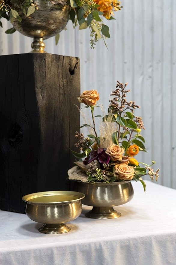Fiona Metal Gold Compote for Plant and Flowers| Modern Bowl Decor for Home or Office l Indoor and Outdoor Vase for Any Event Decorations (8.25"x 4.5") (72200)