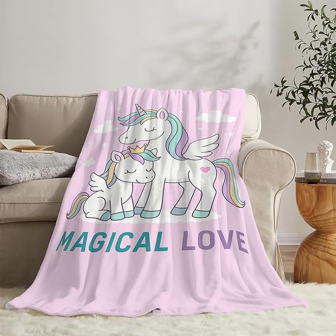 Unicorn Blanket Cute Unicorn Throw Blanket Magical Love Soft Cozy Fleece Fuzzy Stuffed Plush Flannel Animal Gifts for Girls Women Boys Kids Adults 60"X80"