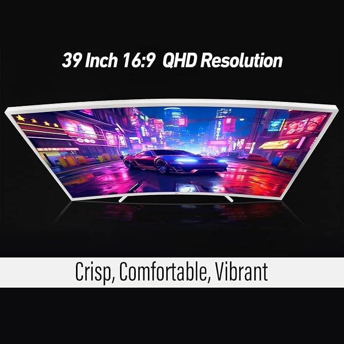 Deco Gear 39 Curved Ultrawide Gaming Monitor, 2560 x 1440, HDR400, 165 Hz, 99% sRGB, HDMI 2.0, DP 1.4 Limited White Edition - Exclusive