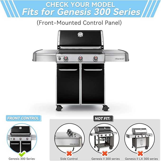 17.5" Flavorizer Bars for Weber Genesis 300 Series Grills with Front Control Knob, Replacement for Genesis E310 S310 E320 S320 E330 S330 Porcelain Enameled Steel Heat Plates for 7620, 5 Pack