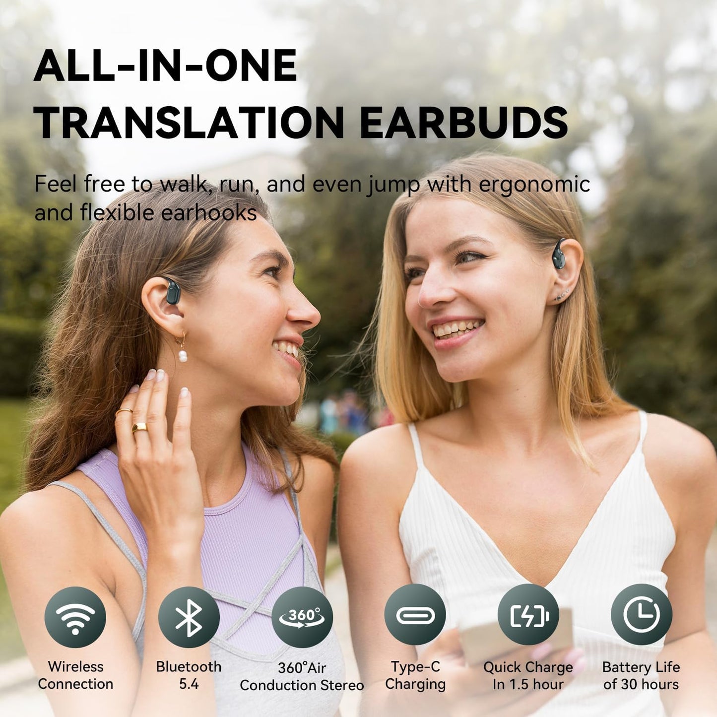 Skiennix AI Translation Earbuds - Real-Time Translator with 144 Languages & Bluetooth 5.4 Support