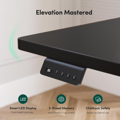 FEZIBO L-Shaped Standing Desk - Adjustable Height Electric Corner Desk | 63 Inch Black Home Office