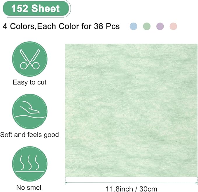 M METERXITY 152 Sheet Korean Cotton Wrapping Flower Paper - Floral Wrapping Paper Waterproof Bouquet Wrapping Paper Apply to Gift Packaging(11.8x11.8inches, Green+Purple+Pink+Blue)