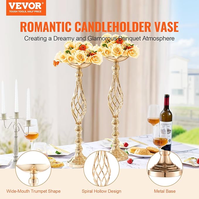 VEVOR Metal Wedding Centerpiece Gold,Candlestick,20PCS 58cm/22.83”