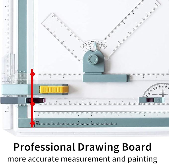 Frylr Inch A3 Drawing Board Drafting Table Multifunctional Drawing Board Table with Clear Rule Parallel Motion and Angle Adjustable Measuring System