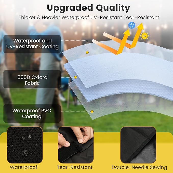 All Weather Grill Cover for BAC761 Traeger Woodridge Grill and TFB86MLH Accessory Replacement, Full-Length Heavy Duty 600D Oxford Fabric Waterproof Weather-Resistant Polyester Traeger Grills Cover