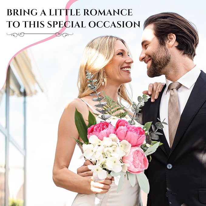 Zeyune 50Pcs Wedding Artificial Peonies 4Inch Fake Silk Peony Faux Peonies Artificial Valentine Flowers Bulk Rose Flowers Heads for Valentine Decoration Vintage Wedding Home Office (Hot Pink and Pink)