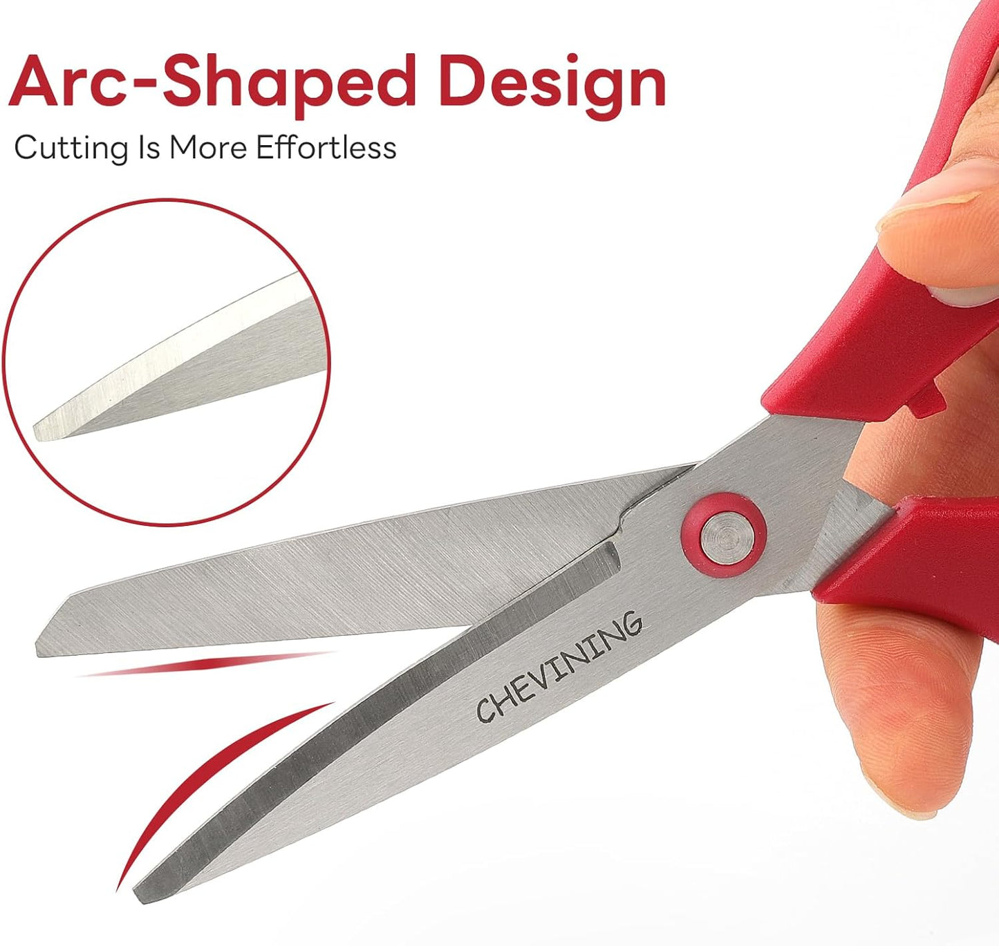 Skiennix All-Purpose Craft Scissors - Comfort Grip 2-Pack for Office, Home & School | Green & Red