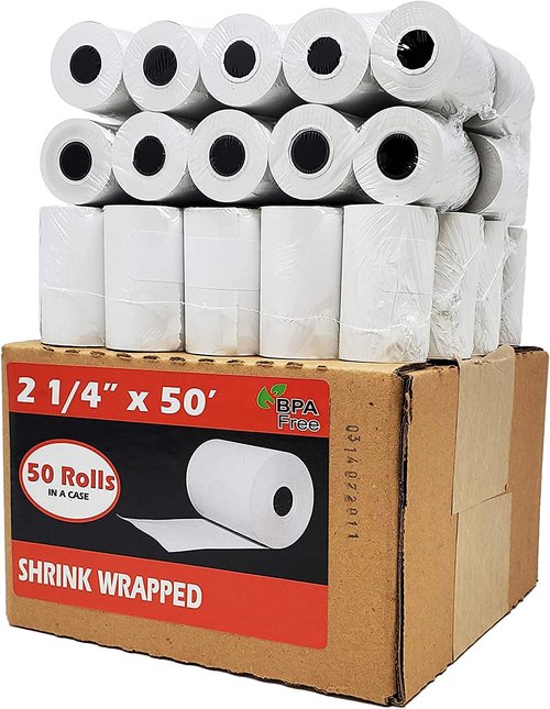 **BuyRegisterRolls Thermal Paper Receipt Rolls - 2 1/4" x 50' | 2500 Rolls | BPA-Free Premium Quality**