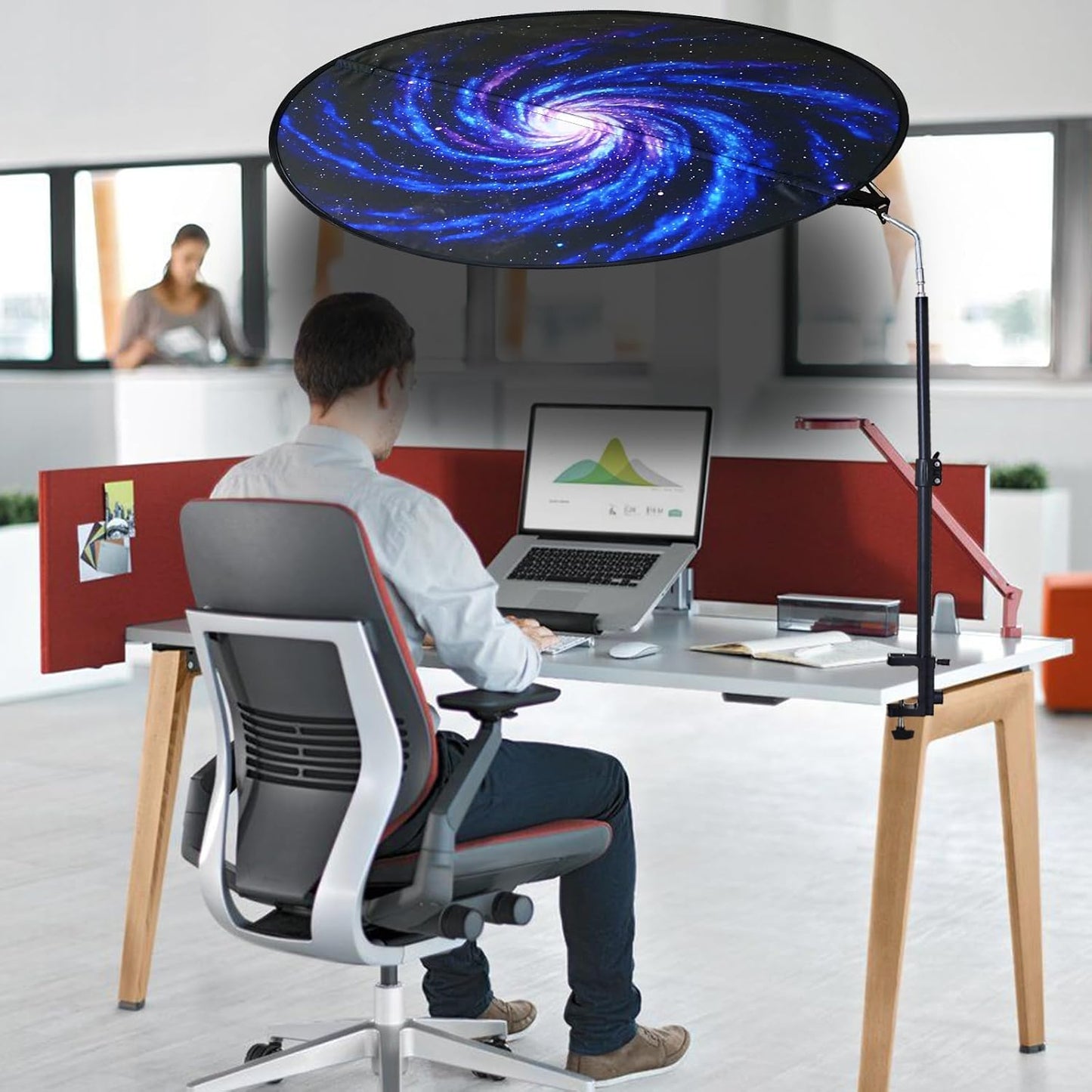 Skiennix Office Cubicle Shade - Foldable 36" Light-Proof Desk Canopy with Clamp & Rotatable Rod