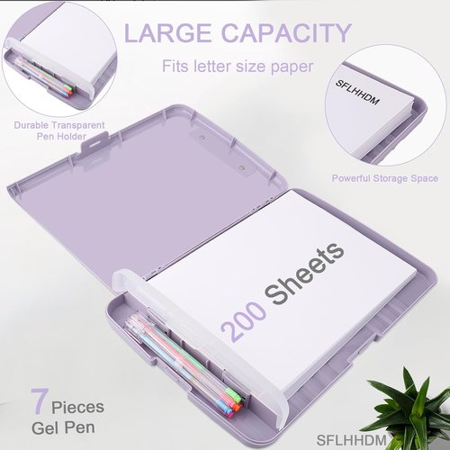 SFLHHDM Clipboard - A4 Storage Clipboard with Pen Holder & Low Profile Clip | Dusty Purple