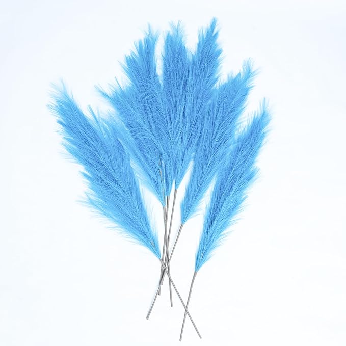 Premium Faux Pampas Grass Decor Tall & Fluffy, No Assembly Needed Long Pampas, Luxury Large Floral, Elegant Feather Flowers for Wedding Decor(Faux Navy Blue, 8pcs 43.3"(110cm))