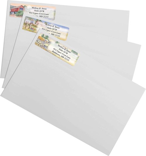Rural America Personalized Return Address Labels - Assorted Country Scenes | Roll of 250 Custom Labels