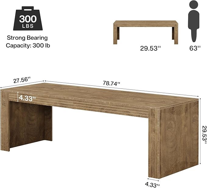 Tribesigns 79-Inch Extra Long Desk, Two Person Double Desk for Home Office, Wooden Long Computer Desk Writing Table for Office, Natural