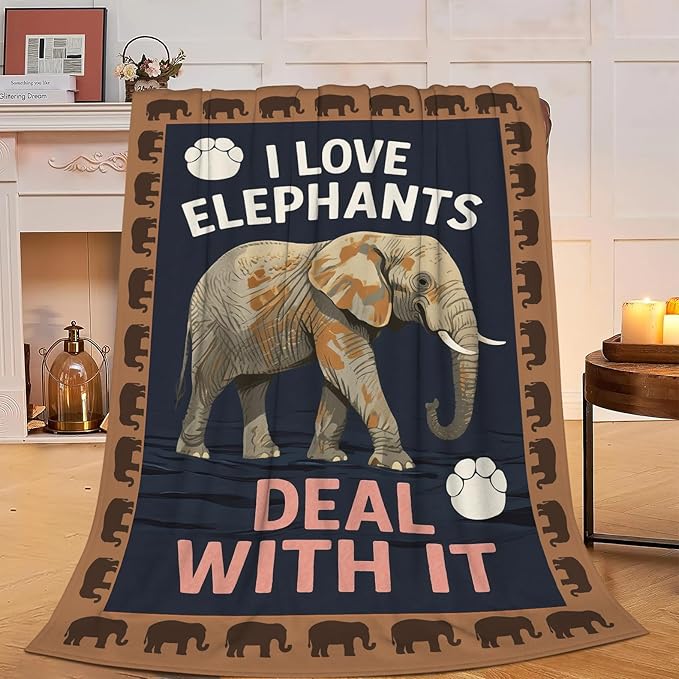 Elephant Blanket Elephants Throw Blanket Animal Soft Cozy Fleece Fuzzy Stuffed Plush Flannel Gifts for Girls Women Boys Kids Adults 40''x50''