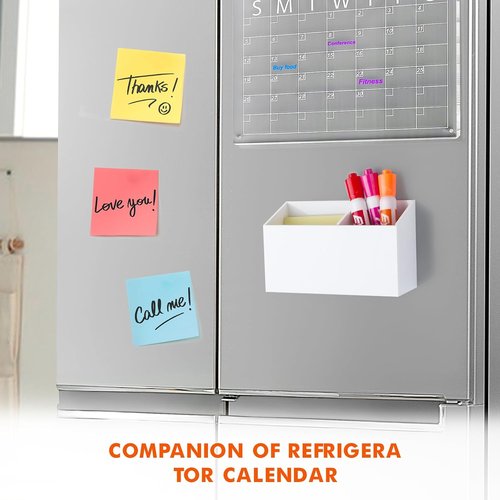 BEYGORM Magnetic Dry Erase Marker Holder - Non-Slip Acrylic Pen Organizer for Whiteboard & Fridge | White